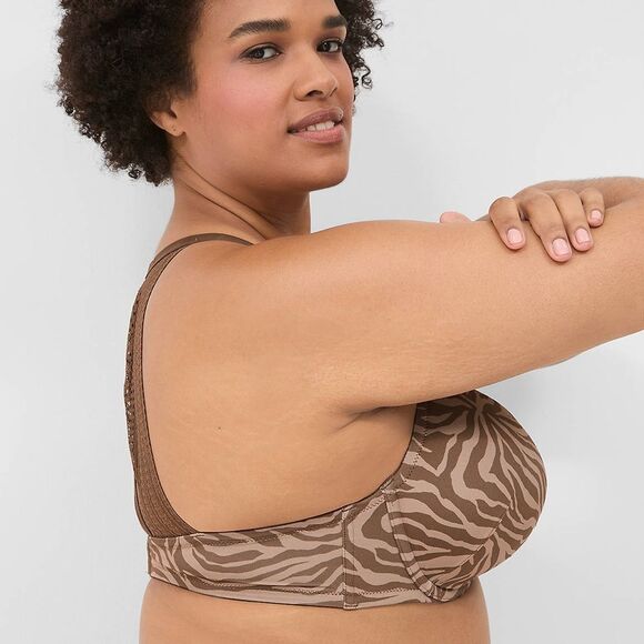 🖤 Cacique Boost Plunge Bra | Size 44D | Zebra Print with Lace Racerback EUC - Picture 10 of 10